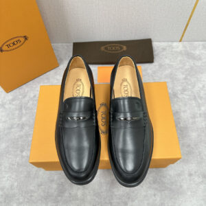 Tod’s Smooth Leather Penny Bar Loafers – Black – 1:1 Replica Quality – TO-SH06