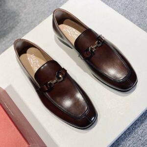 Ferragamo Genuine Leather Brown Buckle Loafers – 1:1 Replica Quality – FER-SH05