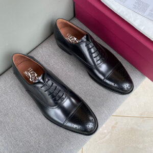 Salvatore Ferragamo Men's  Black Lace-up Oxford Shoes – 1:1 Replica Quality – FER-SH34