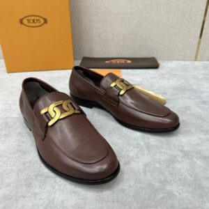 Tod’s Men’s Leather Loafers – Black Chain T-Bar Buckle – 1:1 Replica Quality – TO-SH28