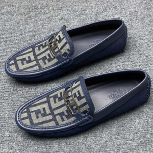 FENDI O’Lock Loafers Blue FF Jacquard And Blue Leather Driving Shoes – 1:1 Replica Quality – FEND-SH04