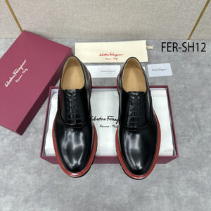 Ferragamo Contrasting-border Leather Oxford Shoes  – 1:1 Replica Quality – FER-SH12
