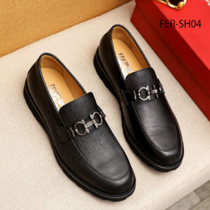 Salvatore Ferragamo Men's Black Gancini Moccasin – 1:1 Replica Quality – FER-SH04