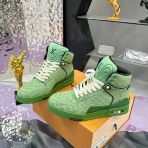 Louis Vuitton Trainer Sneaker Boots 'Green' – White & Blue Monogram Denim – 1:1 Replica Quality – LV-SOR22