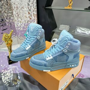 Louis Vuitton Trainer Sneaker Boots 'Blue' – White & Blue Monogram Denim – 1:1 Replica Quality – LV-SOR21