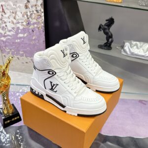 Louis Vuitton LV Ankle Trainers ‘White' – White & Blue Monogram Denim – 1:1 Replica Quality – LV-SOR27