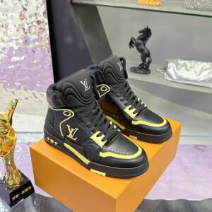 Louis Vuitton LV Ankle Trainers ‘Black yellow' – White & Blue Monogram Denim – 1:1 Replica Quality – LV-SOR24