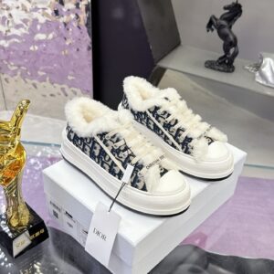 Dior - Deep Blue Dior Oblique Embroidered Cotton and White Lambskin Shearling – 1:1 Replica Quality – DR-SOR07